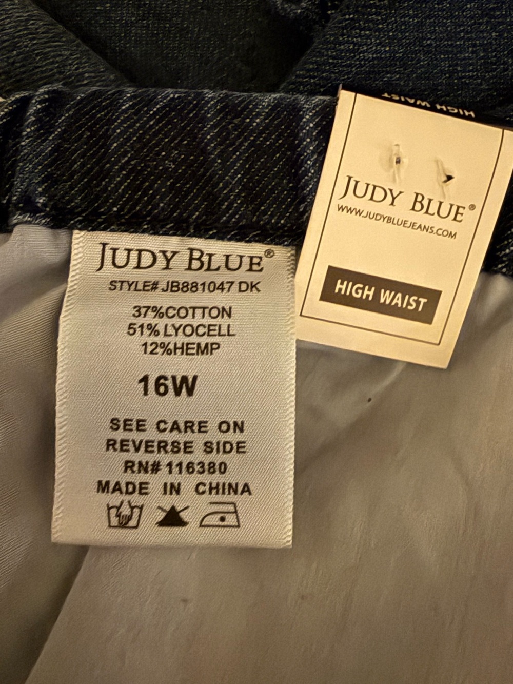 Judy Blue Hemp Blend High Waist Featherweight Palazzo Wide Leg Jeans Sz 16W NWT - Picture 10 of 10